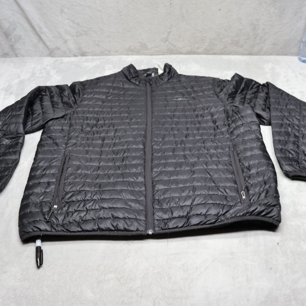 Eddie Bauer Microlight Down Jacket Mens XL Black Insulated Light Quilted Puffer